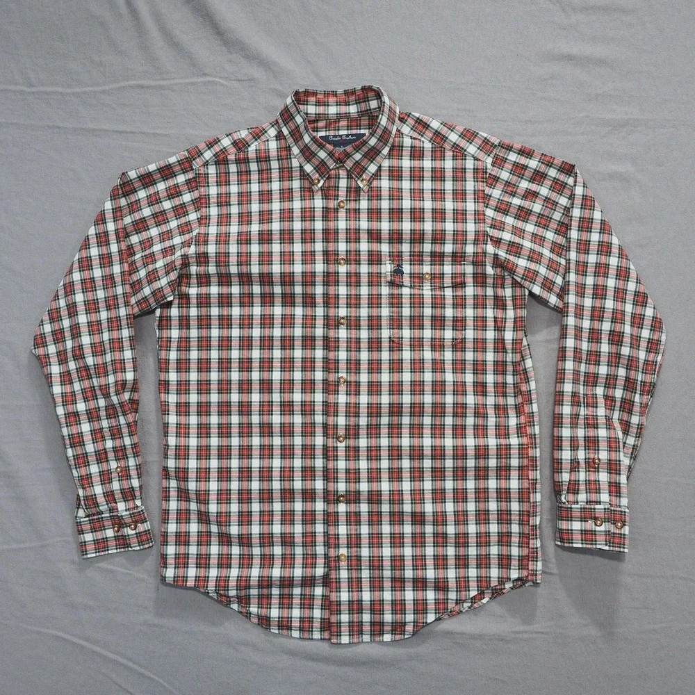 Brooks Brothers Shirt Boys Large Red White Plaid Button Down Cotton Classic Fit